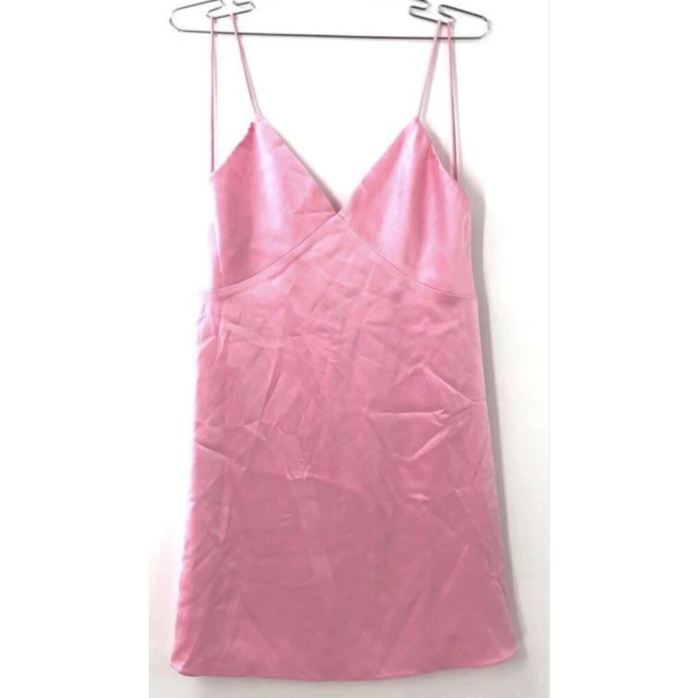 NWT Alice and Olivia Melinda Seamed Slip Mini Dress in Electric Pink Sz. 6 - Picture 2 of 8